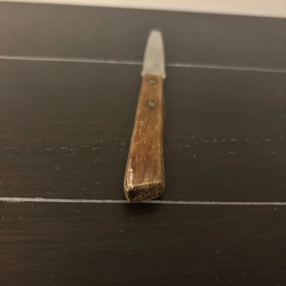 Vintage | Double‎ Serrated | Utility Knife | Stainless Steel | Japan Wood Handle
